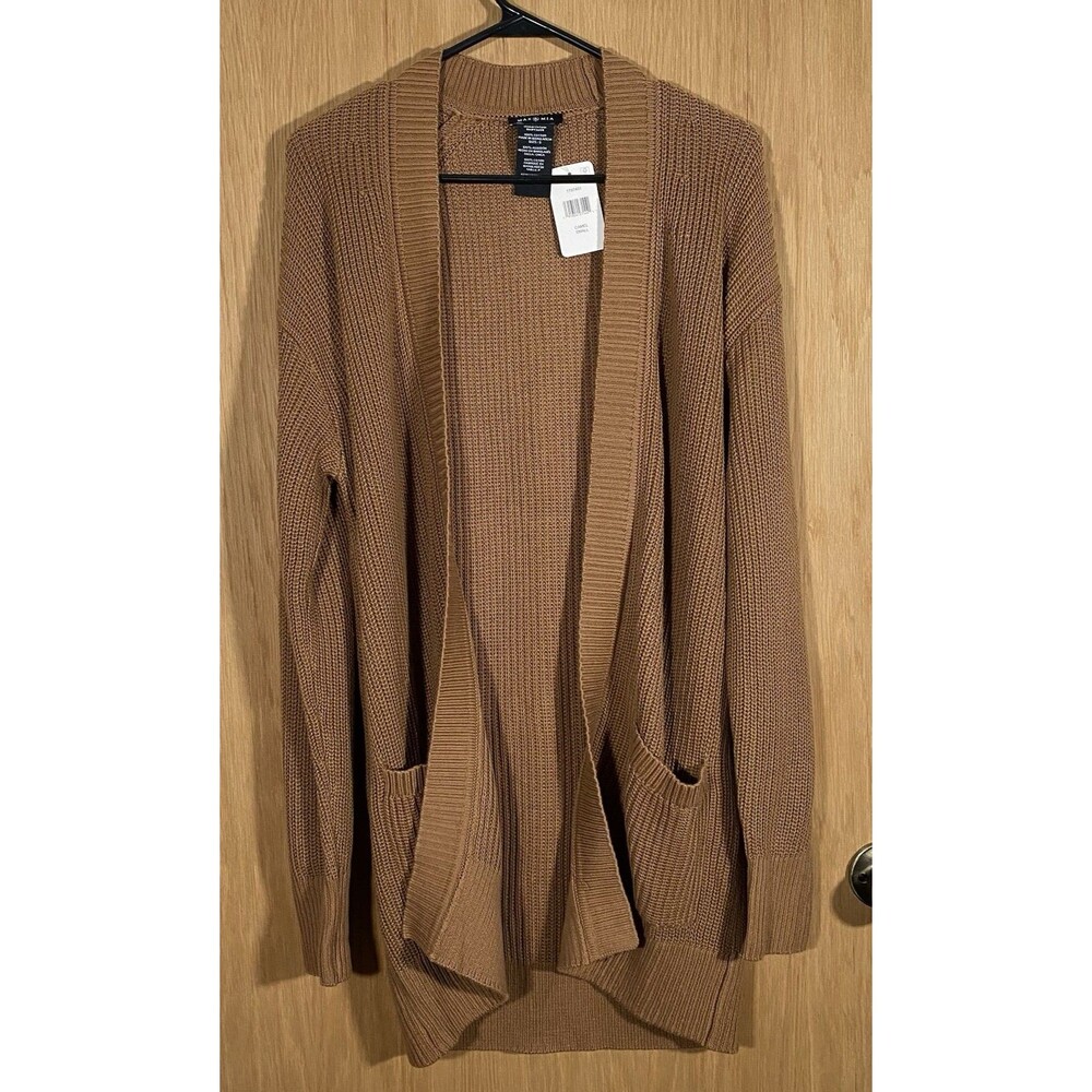 Women's Small Open Front Cardigan Textured Open Knit Minimalist Cotton Teacher